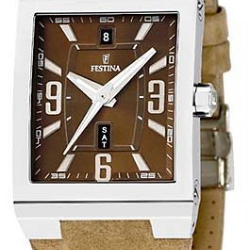 Festina Nº9 Caballero acero y cuero 5 atm (16185/4)